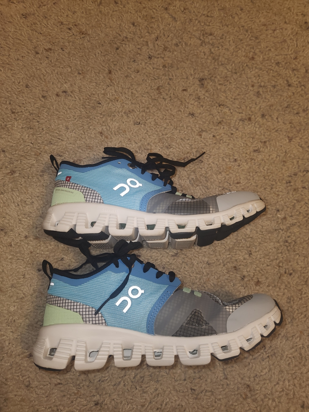 On Running Women's Athletic Sneakers in Blue, Gray and Light Green